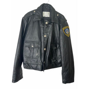 Vintage Black Leather Bomber Jacket